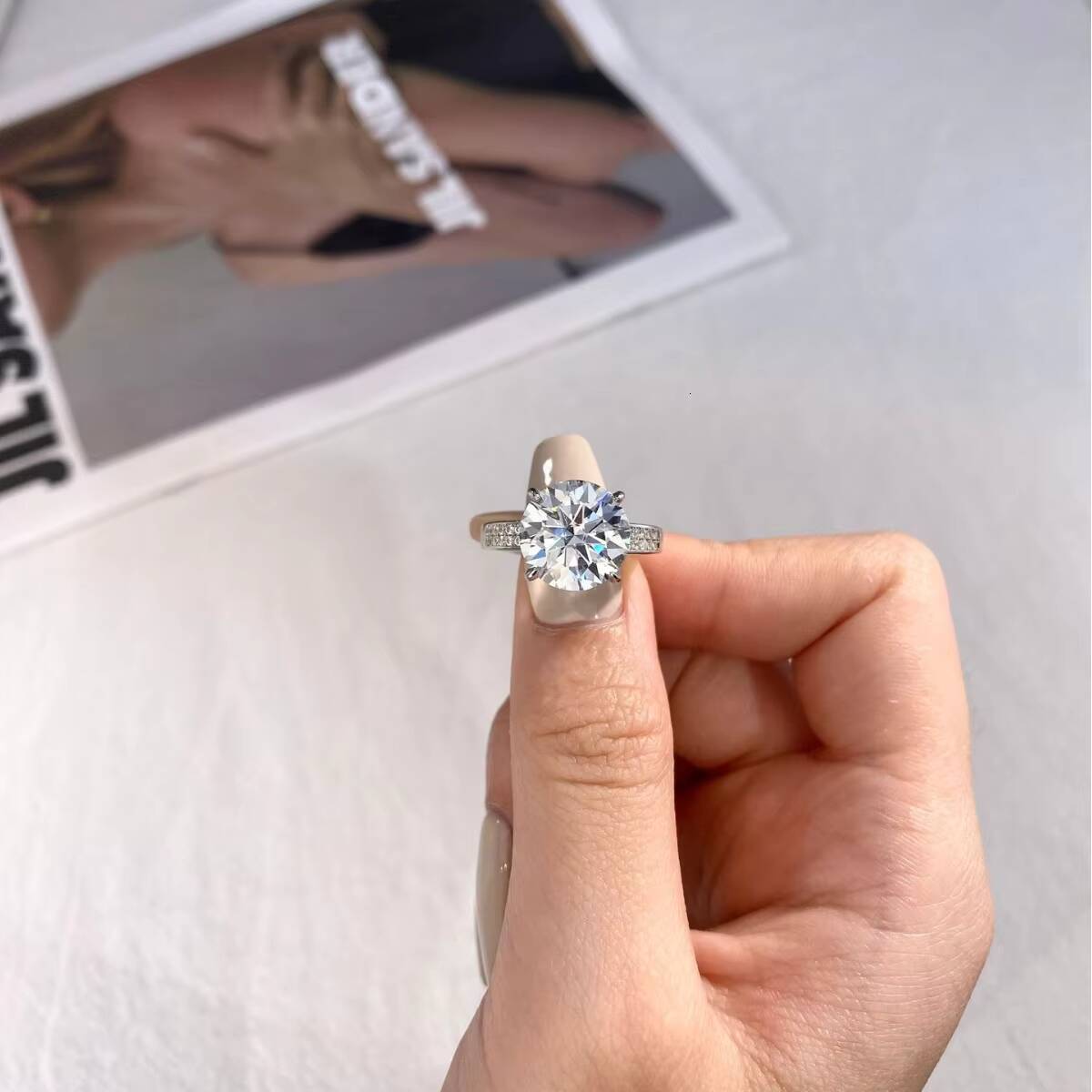 5CT Large Diamond Jewelry Ring Moissanite Solitaire Ring 925 Sterling Silver Diamond Engagement Rings for Women Fine Jewelry
