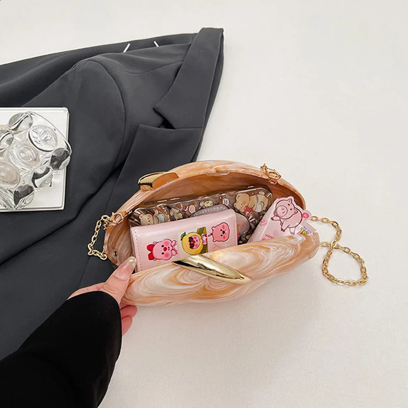 Acrylic Shell Shape Evening Clutch Ladies er Chain Crossbody Shoulder Bag Elegant Handbag Party Wedding Banquet Bag 251023