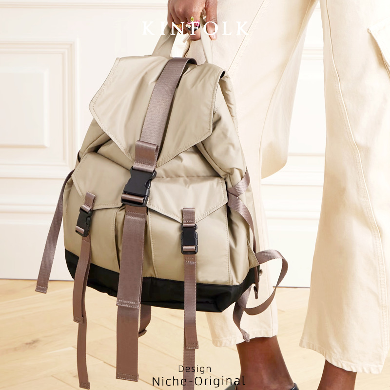 2025 new Niche High-end Textured Unisex Color-blocking Backpack Double-shoulder Bag Travel School Bag Large-capacity Laptop Bag