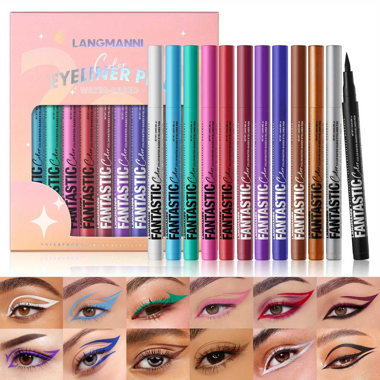 12color eyeliner waterproof quickdrying oilproof and nonsmudging longlasting eyeliner setL251024