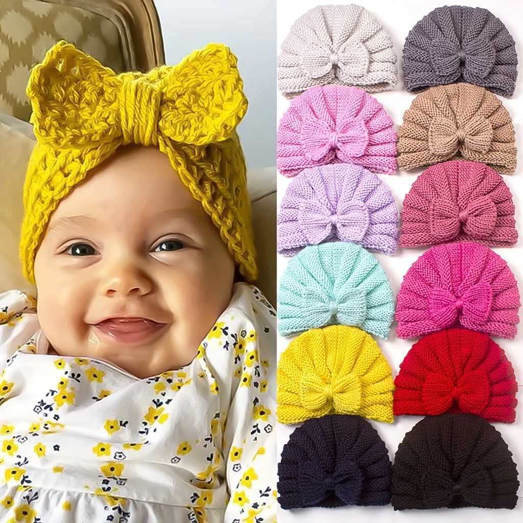 INS Baby Bow Knit Hat Stretchy Winter Warm Cap with MoistureWicking Soft Fleece Yarn for Infants Autumn Winter Daily BirthdayL251024