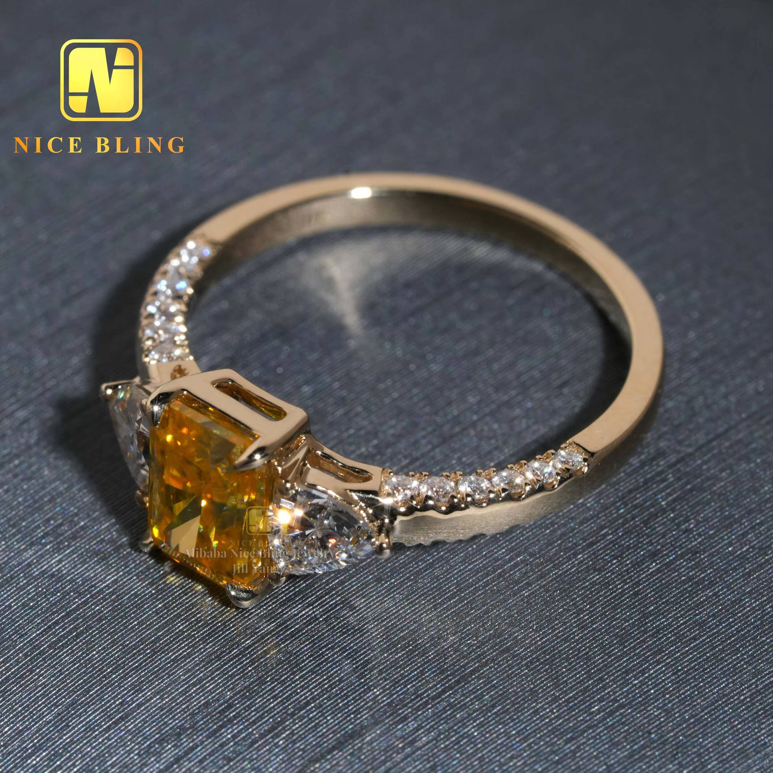Ice Crushed Cut Custom Moissanite Engagement Ring for Women Lab Grown Diamond Rings 10k Solid Gold Ring Jewelry