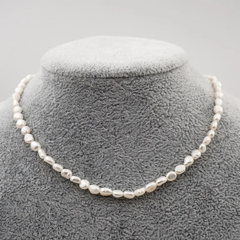 58mm Small Baroque Pearl Beaded Strand Necklaces for Women Elegant Natural Freshwater Pearl Choker Necklaces Collar Jewelry 251016
