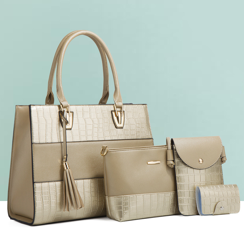 Designer Bag Autumn/Winter New Fashionable Women's Shoulder Bag Retro Crocodile Pattern Four Piece Set Mother and Daughter Luxury Handbag