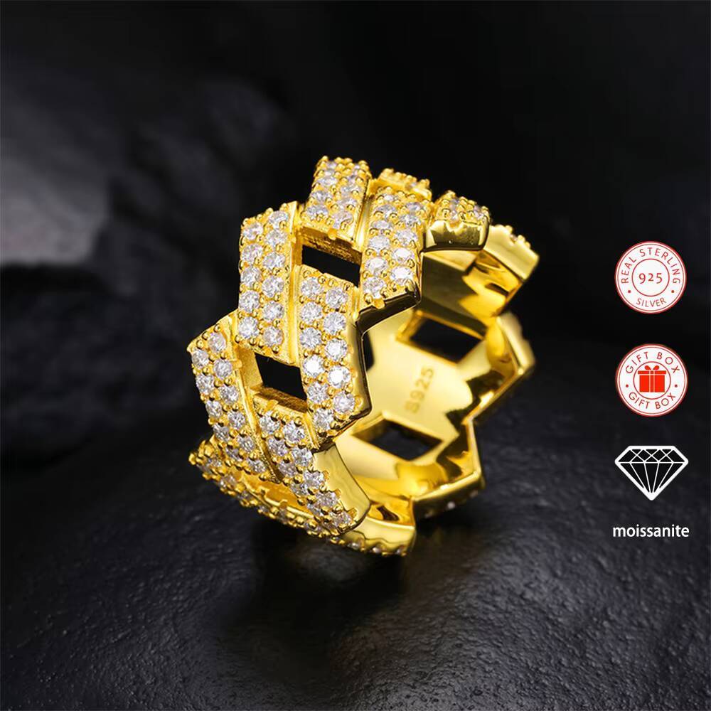 1PC Vvs Moissanite Ring 925 Sterling Silver Rings for Men 18k Gold Plated Fine Fashion Jewellery Diamond for Women Men