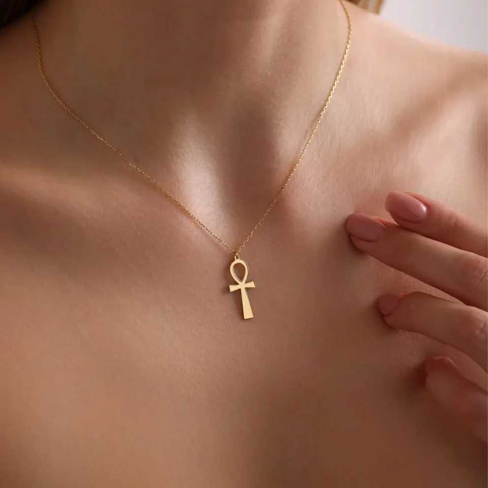 Stainl Steel Fashion Anka Cross Egyptian Ankh Life Symbol Tibetan Pendant Necklace Choker Charm gift 2025XJ251024