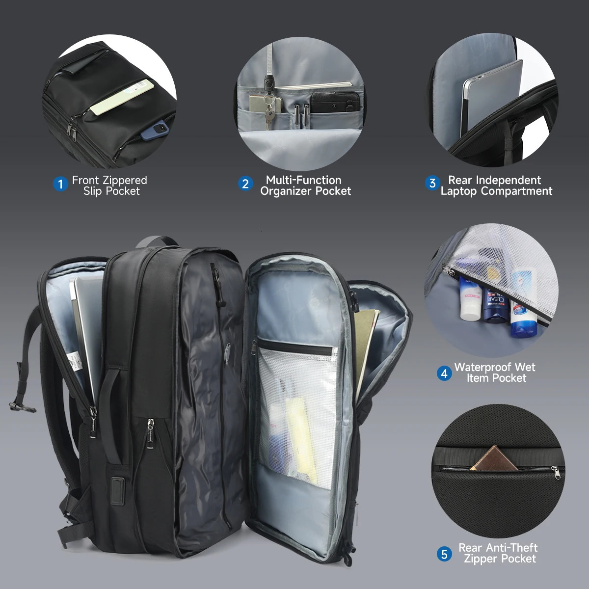 Tigernu Expandable Vacuum Compression 27L37L Hiking Travel Laptop Backpack For 17inch Storage Pack Luggage With USB Port 251021