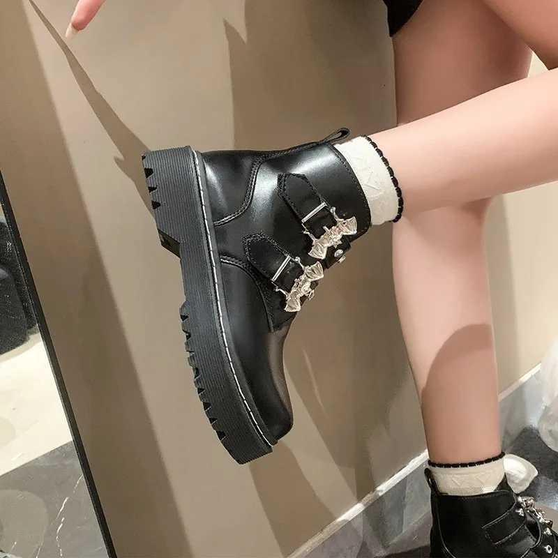 Womens Boots Chunky Hee Ladies Shoes Platform Bat Leather Booties Women Shoes Trend 2024 Sneakers Ankle Boots D451 W251024