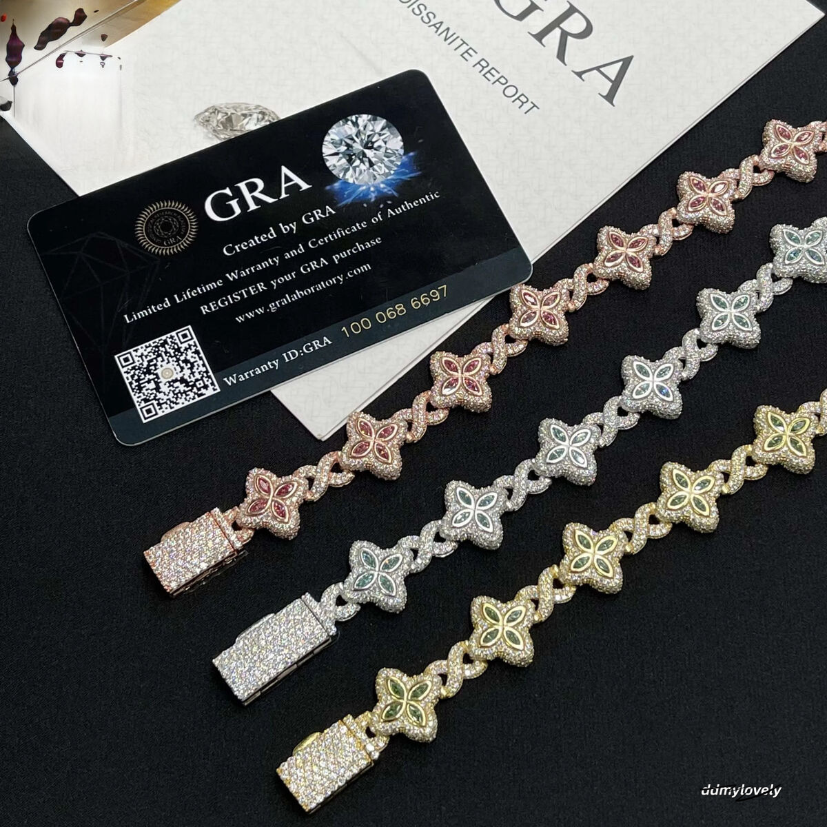 Jewelry 15Mm Marquise Flower Design Four Leaf Clover Sier Iced Out Moissanite Cuban Link Bracelet Men Women Ddmylovely