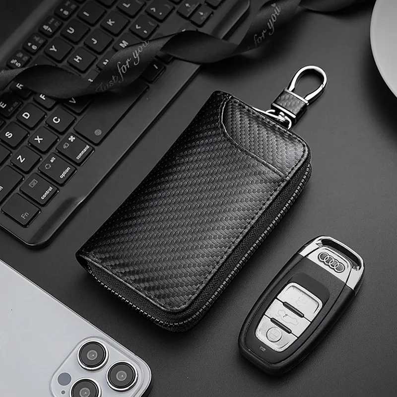 Carbon Fiber Fabric Keychain Unisex Key Bag Multifunction Organizer Wallet Holder Smart Housekeeper Car Small Case Keys Pouch Z251023