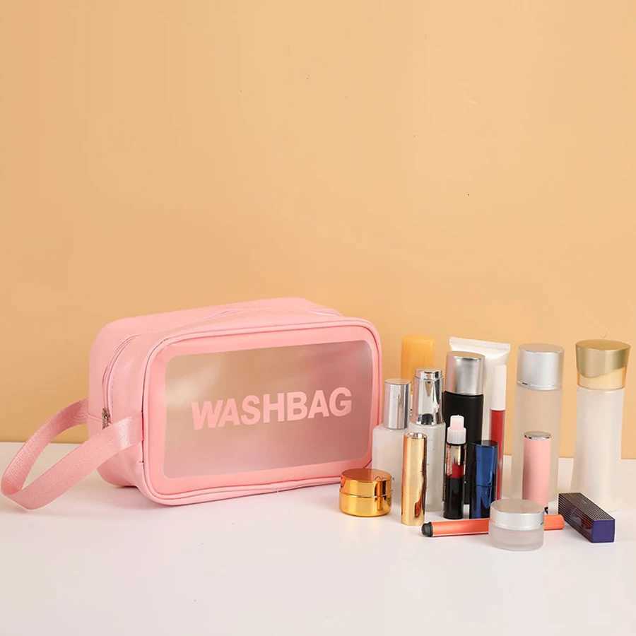 Portable Makeup Bag Large Capacity Make Up Brushes Lipstick Powder Travel Cosmetics Storage Toiletry Bag Waterproof TransparentT251024