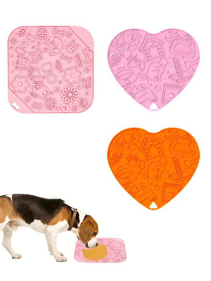 Square and heartshaped dog and cat licking pads silicone slow food pads with suction cups can relieve anxiety in dog licking Y251023