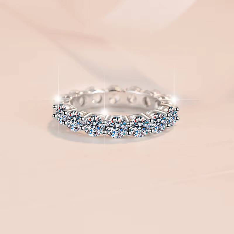 Fine Jewelry Wholesale Prices 3MM4MM VVs1eternal Moissanite Rings Band SS925 Sterling Silver of Ladies Wedding Stackable Rings