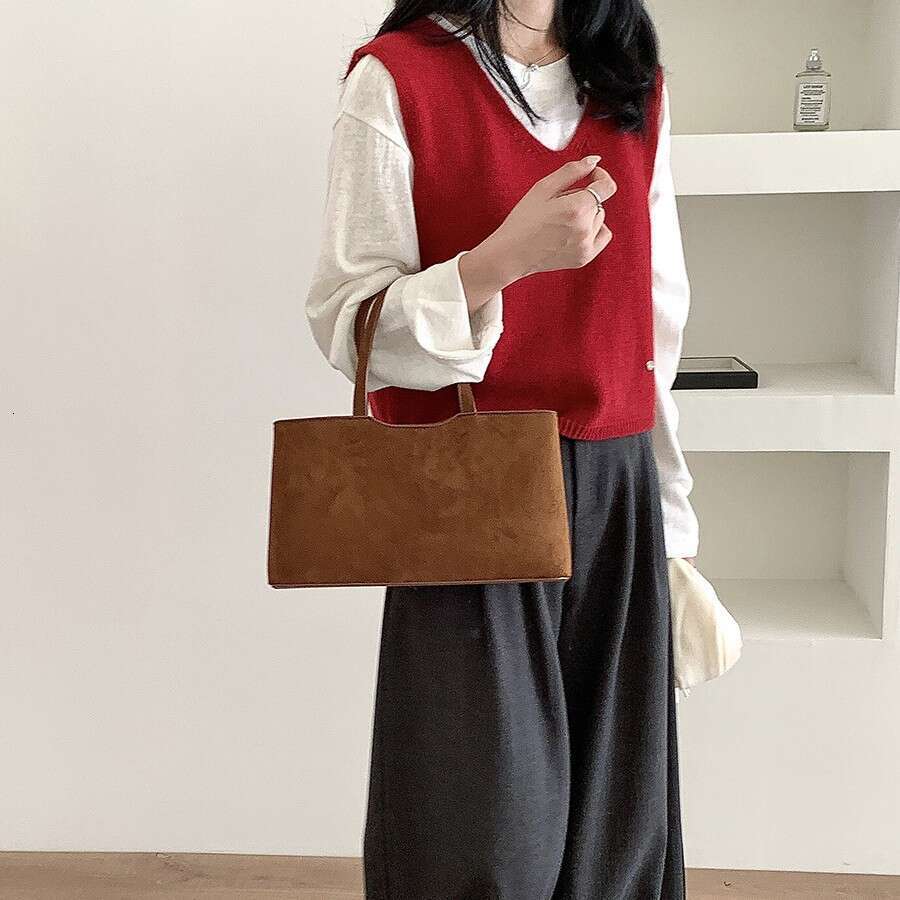 New Handbag For Women Autumn Winter Simple Commuter Tote High-End Large Capacity Suede Bag B5