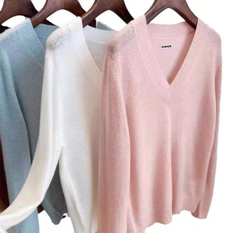 Embroidered Knitted Sweaters for Women Loose Casual Letter Pullovers Harajuku Cashmere Knit Base Jumpers
