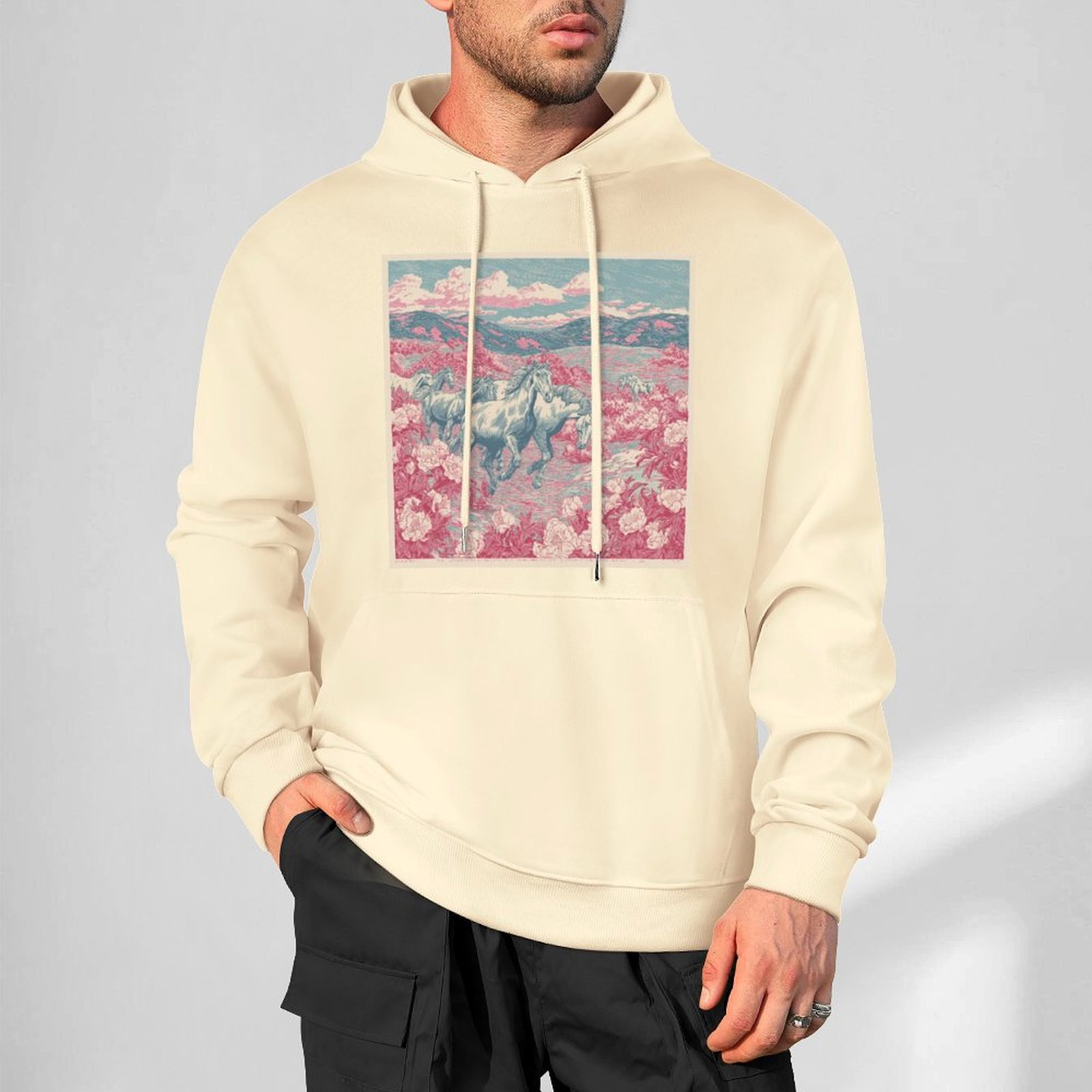 H Designer Fall Winter Hoodie Luxury Horse Print Design Unisex Long Sleeve Streetwear Hip Hop Oversized Fit Hoodie Men's Fashion Apparel H40