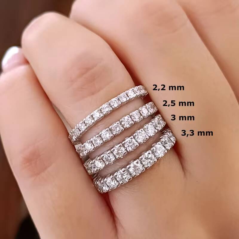 Shea Gia Igi Certified Cvd HPHT Lab Grown Created Diamond 14k 18k Solid Gold Eternity Wedding Band Ring Diamond Round Cut