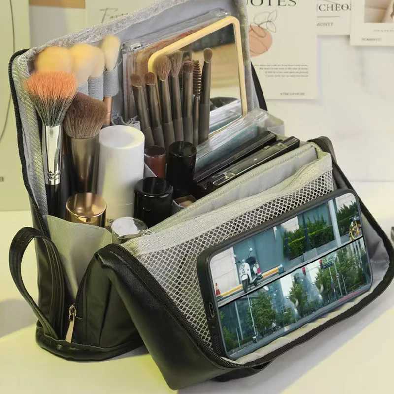 Extra Large Capacity Cosmetic Bag MultiCompartment MultiLayer Pen Bag High Aesthetic Solid Color Storage Bag CosmeticsT251024