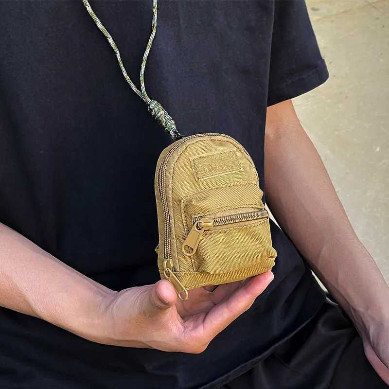 Outdoor Travel Leisure Small Portable Hhanging Bag Money Wallet Mini Knapsack Coins Keys Earphone Zipper Pouch with Lanyard Z251023