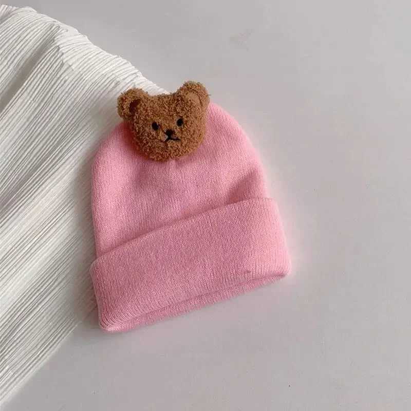 Cartoon Bear Baby Knitted Hat Autumn Winter Warm Newborn Infant Beanies for Boys Girls Soft Comfortable Toddler Kids BonnetL251024