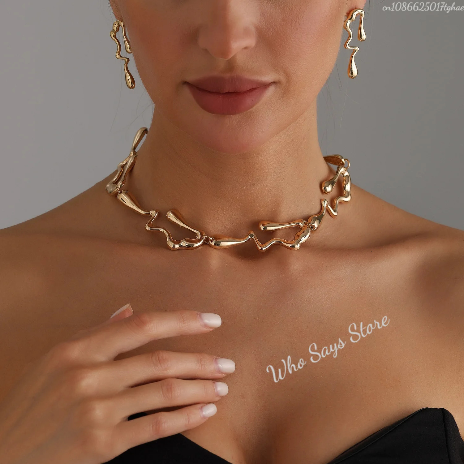 Elegant Irregular Wave Torques Necklaces for Women Trendy Punk Gold Color Chokers Clavicle Chain Wedding Party Jewelry 251016