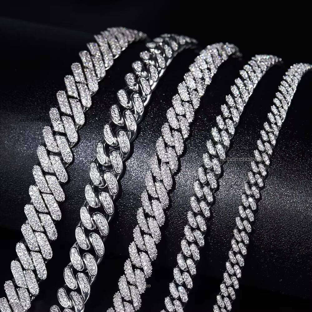 Necklace Ice Out Pure Sier Carbon Silicon Stone Cuban Chain Hip Hop JewelryHip hop jewelry bracelet necklace