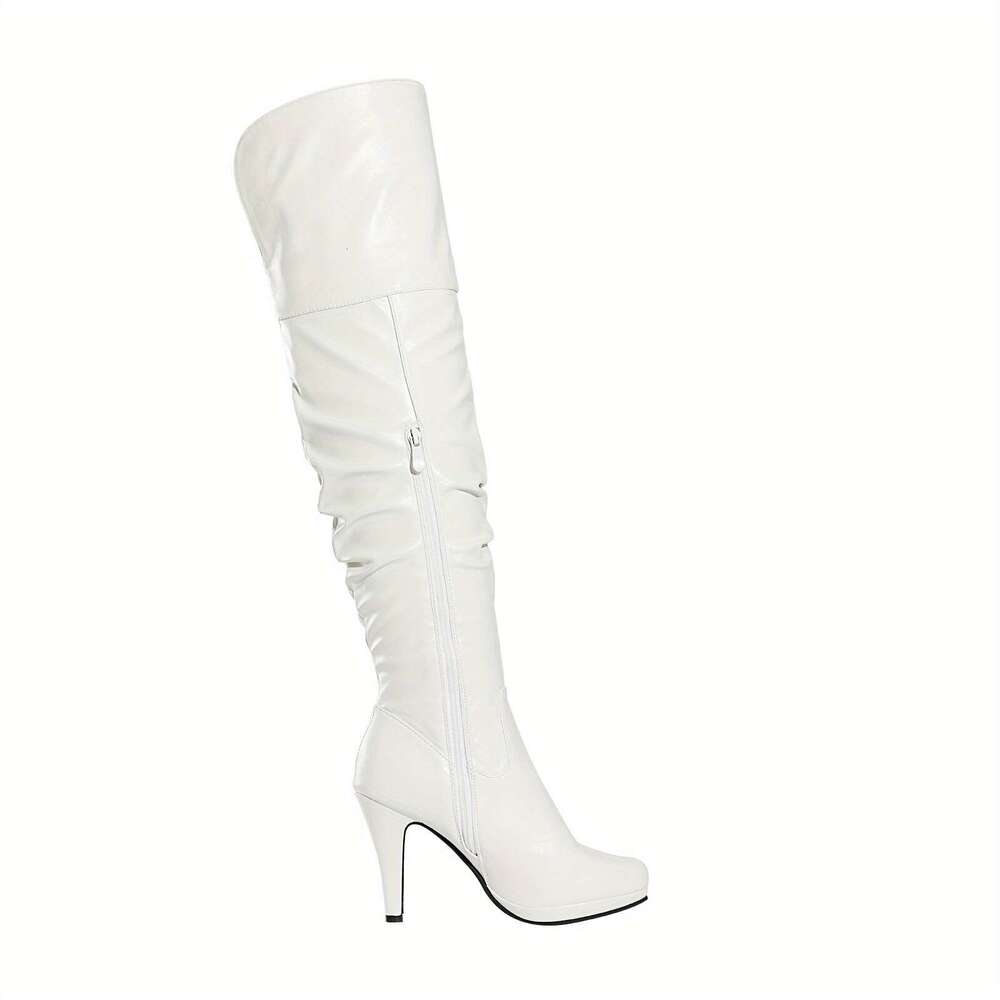 Women's Black Thigh High Chunky Heel Platform Over The Knee Boots Size 9.5 M US Sarah-Hi