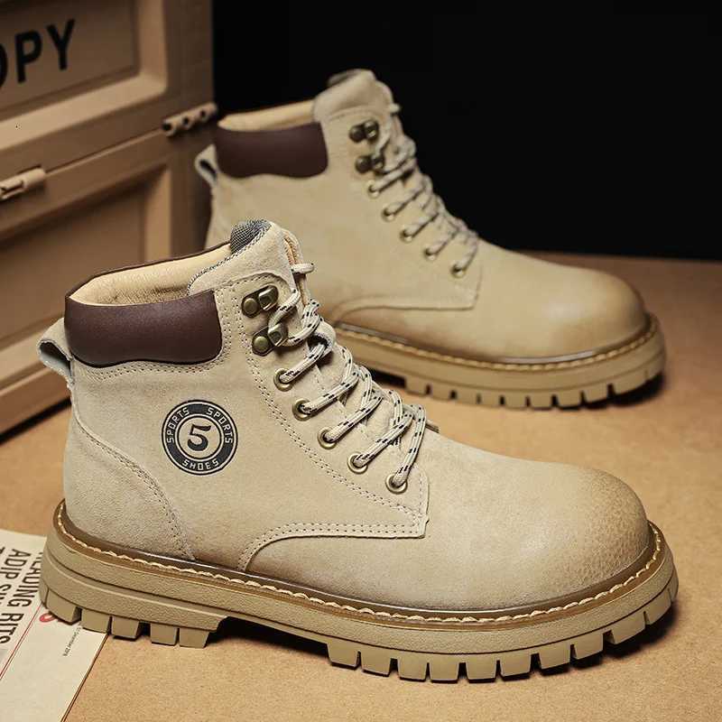 Vintage Suede Leather Mens Ankle Boots Fashion Man Lace Up High Top Shoes Outdoor Motorcycle Boots Top Quality Walk Shoes Botas W251024