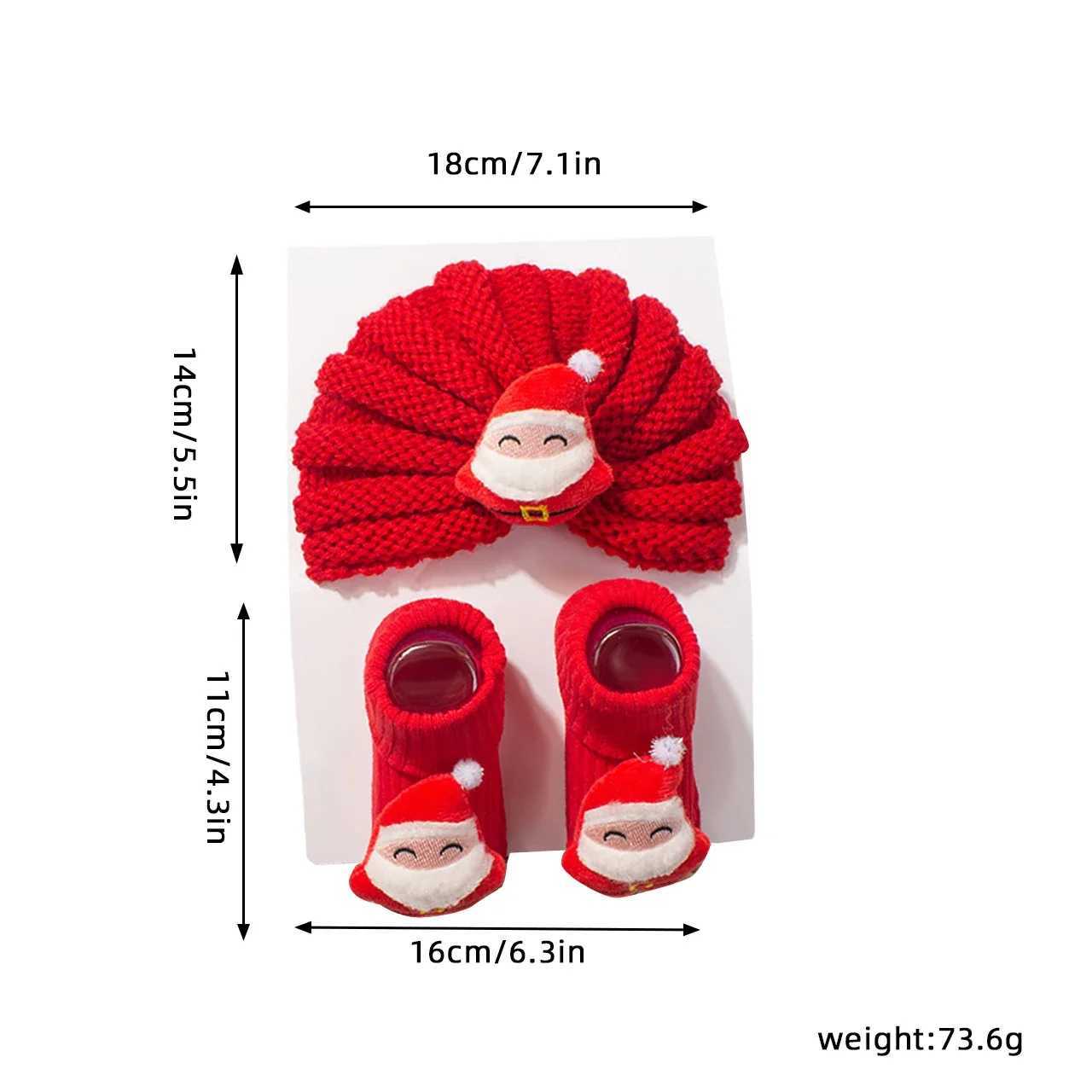 2PcsSet Christmas Baby Hat Socks Cute Santa Claus Baby Boys Girls Turban Winter Warm Knitted Toddler Cap Beanies Gift J251024