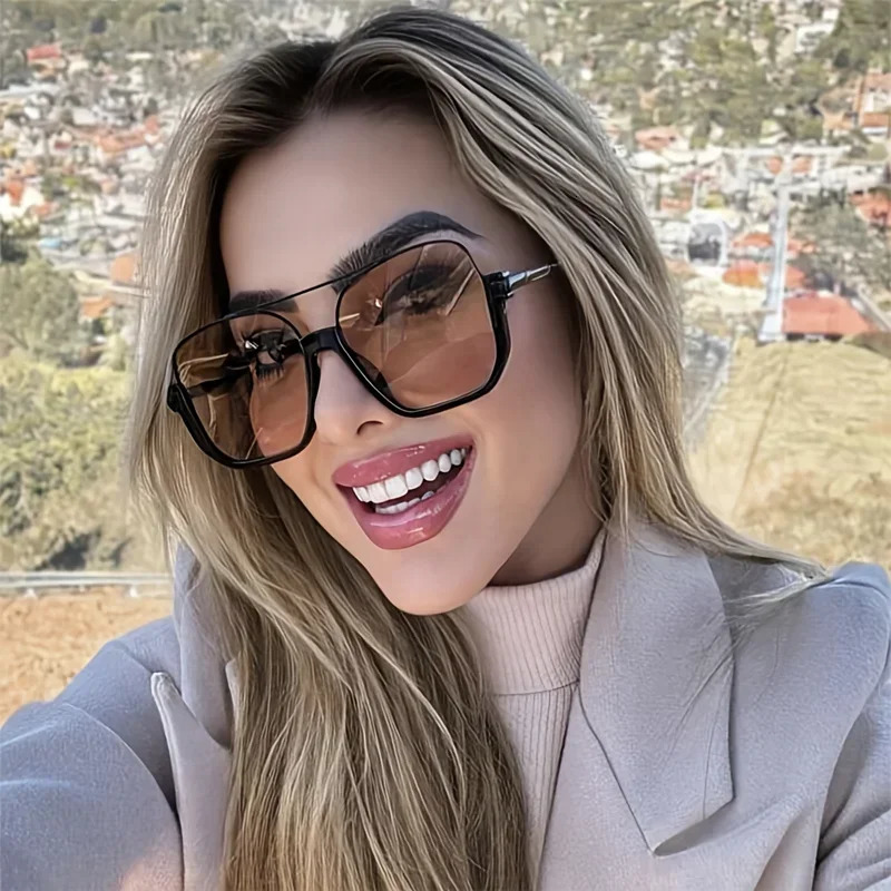 Vintage Oversized Square Sunglasses Fashion Men Women Shades Eyewear Trendy Glasses UV400 Sun Glasses 251023