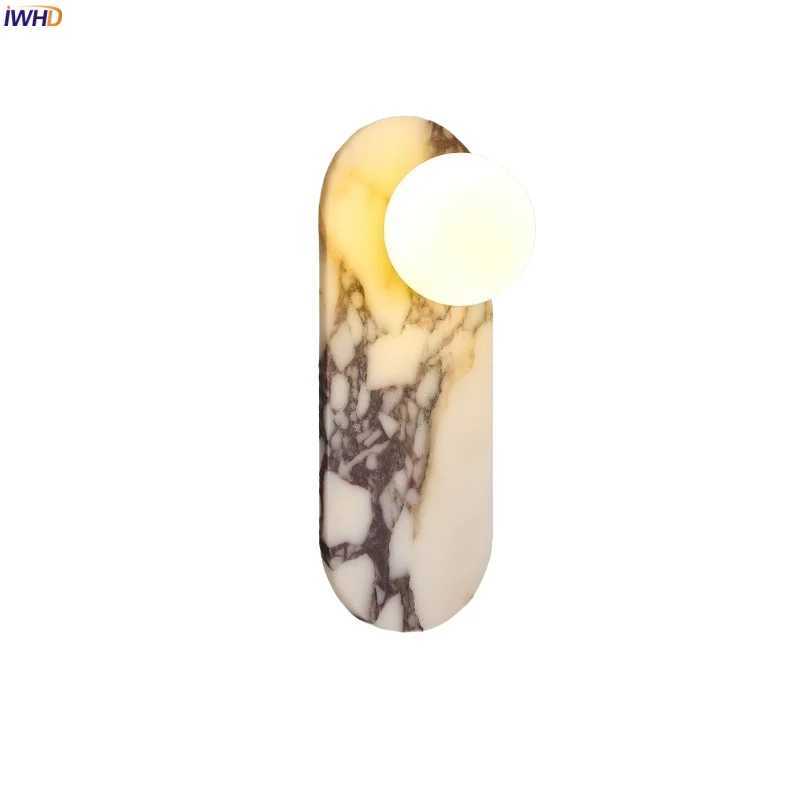 IWHD Marble Glass LED Wall Light Fixtures Living Room Bathroom Mirror Home Decor Wabi Sabi Vintage Bedside Lamps Lampara Pared W251114