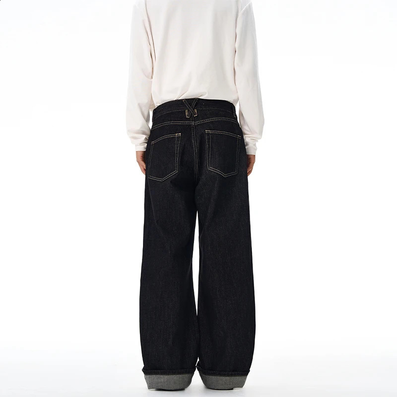 2025 AutumnWinter High Quality American Danny Original Cow Red Ear Curled Edge Jeans Mens Straight Tube Loose Long Pants 251018