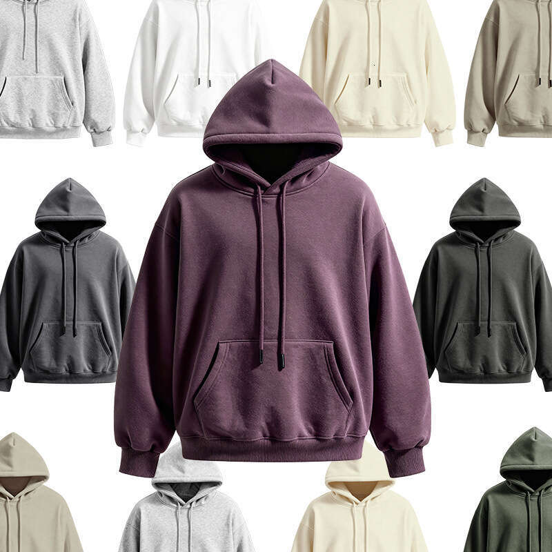 Men's Clothing|American Style Solid Color 350g Sweatshirt 25 Winter New 10 Colors Fleece Hoodie Top for Men