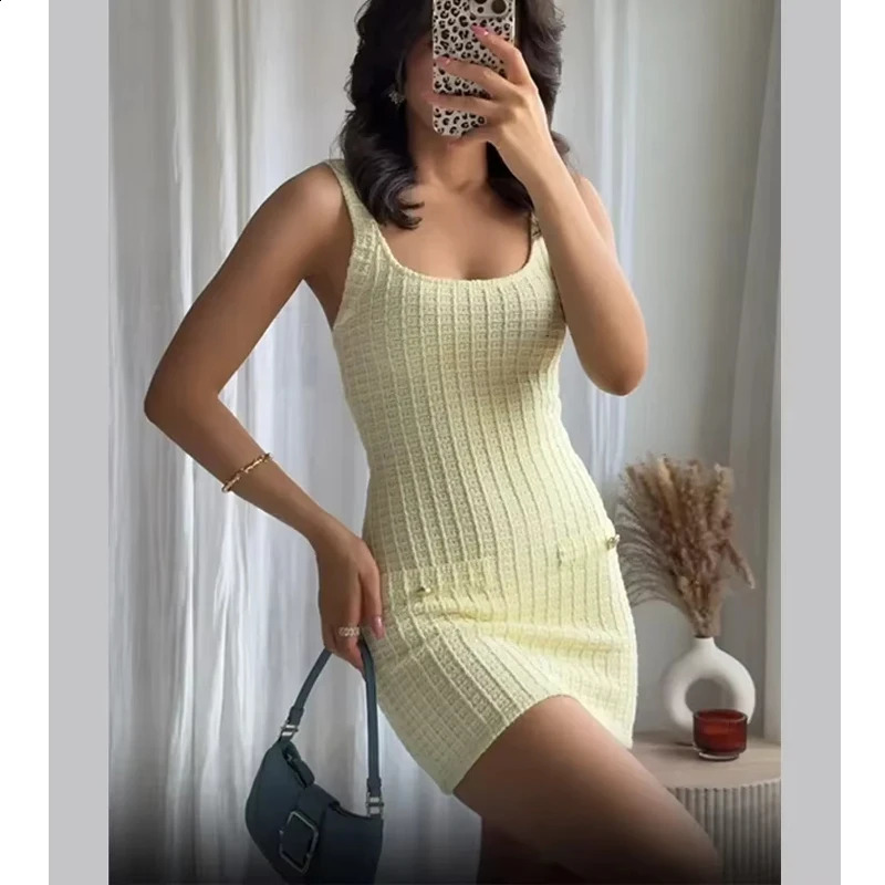 MUJER 2025 Knitted Short Dresses for Women Bodycon Mini Dress Woman Backless Beach Dress Women Sleeveless Womens Summer Dress 251023