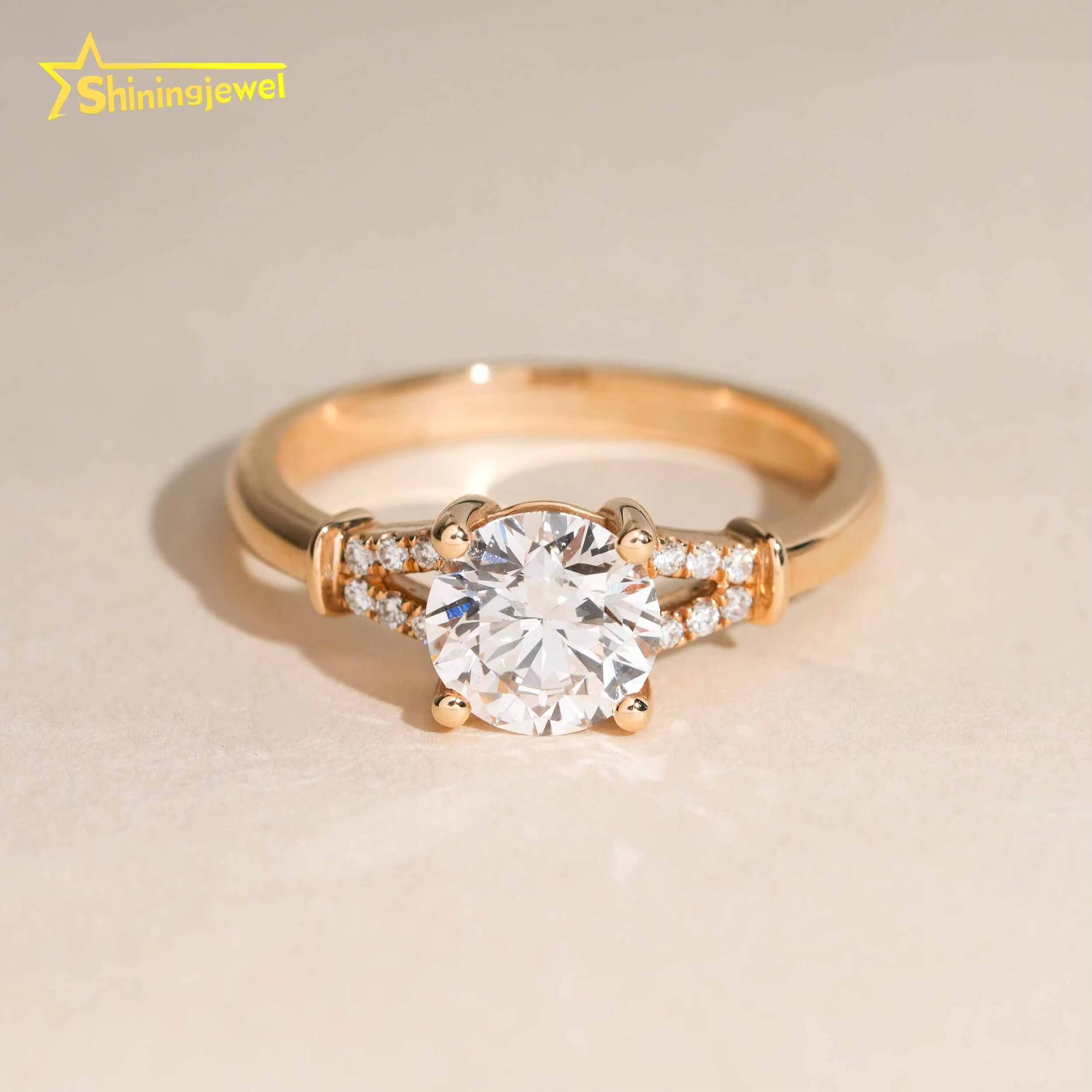 Elegant Women Jewelry Diamond Engagement Ring Iced Out Jewelry Lab Grown Diamond 14k Real Gold Wedding Rings IGI Certificate