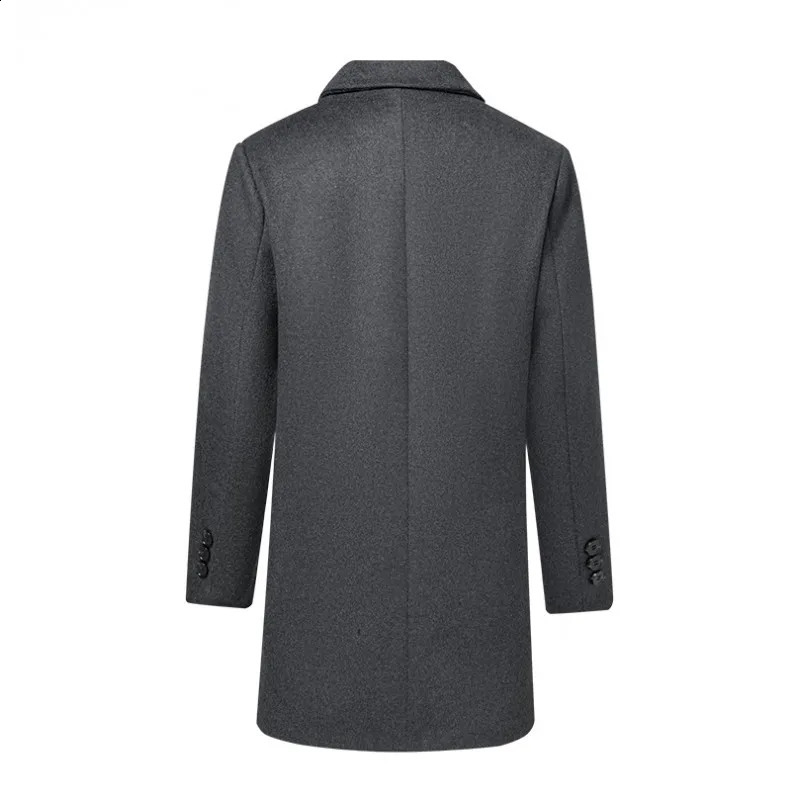 Highquality mens fashionable and stylish solidcolor casual autumn winter coat with wool cotton midlength 251015