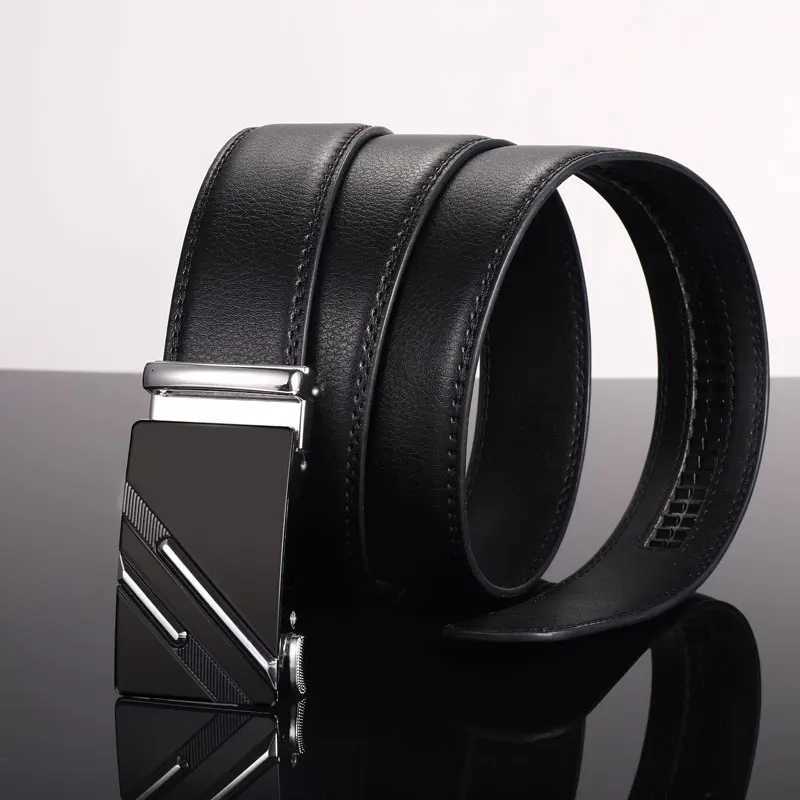 New mens belt automatic buckle pants belt cowhide automatic buckle formal business mens belt with suit belt W251024