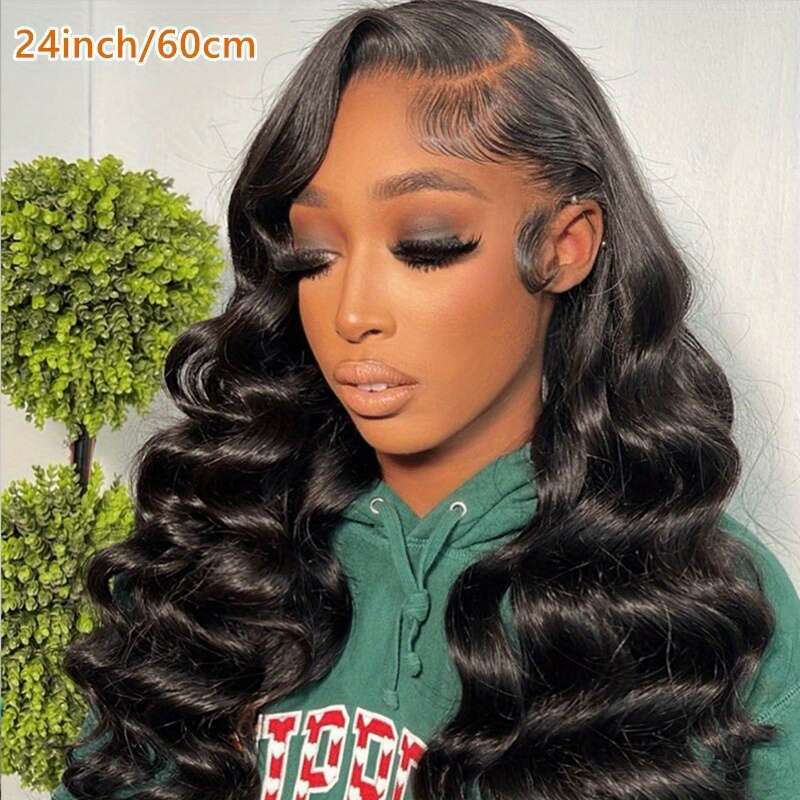200% Density Glueless 4x4 HD Sheer Pre-Plucked Baby Hair Loose Deep Social Potluck Suitable Gift Full Women Glueless, Ready to Wear Wigs, Lace Front R