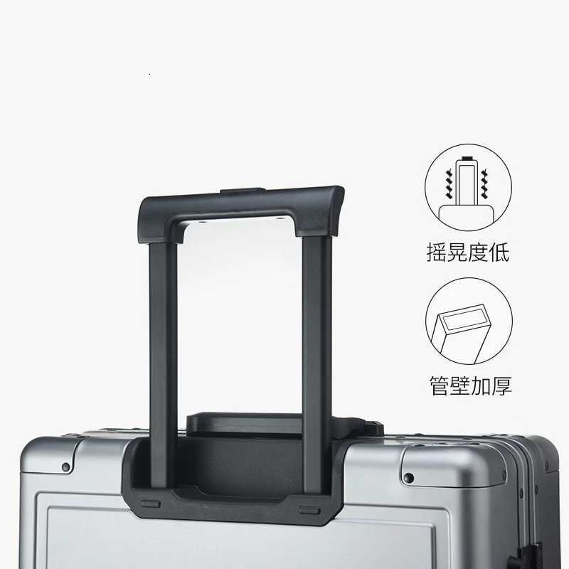 German all aluminum travel luggage carryon male student trolley suitcase box metal aluminum pull rod box female boarding caseW251024