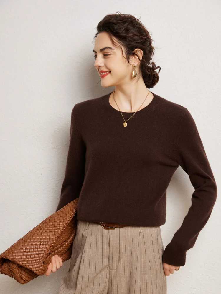 Women 100 Cashmere Sweater Round Neck Pullover Autumn Winter Basic Cashmere Knitwear Soft Solid Long Slve Simple Clothing Top C251024