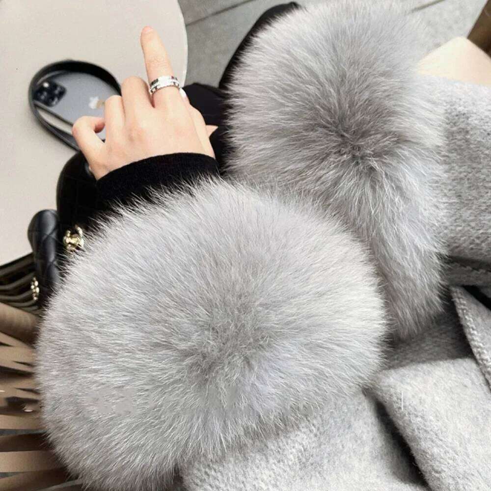 High End Double-Sided Strapping Real Wool Coat Women's Removable Cuffs Fur Temperament Cashmere Short Jacket