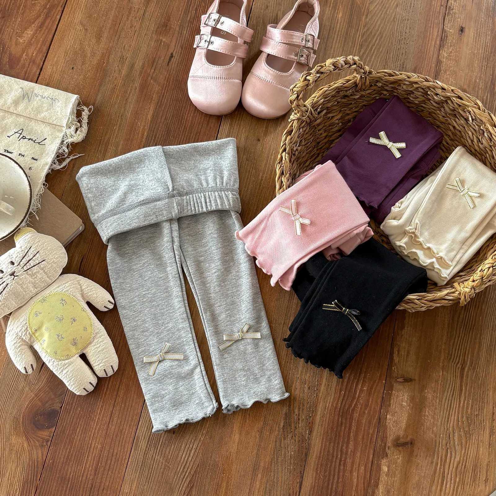 2025 Autumn New Girls Bow Leggings Children Cotton Trousers Winter Kids Girls Fleece Warm Leggings Toddler Pants Infant ClothesT251024
