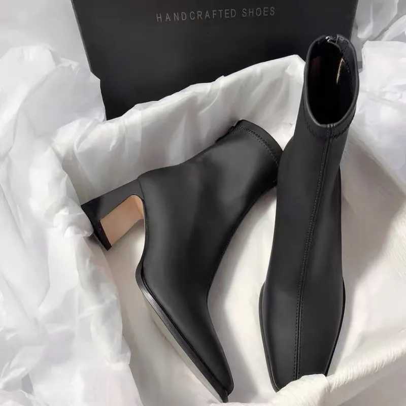 Fashion Autumn Square Toe Women Ankle Boots Slimming Chunky Heels Short Booties Winter Female Thick Heel Boots Women D208 W251024