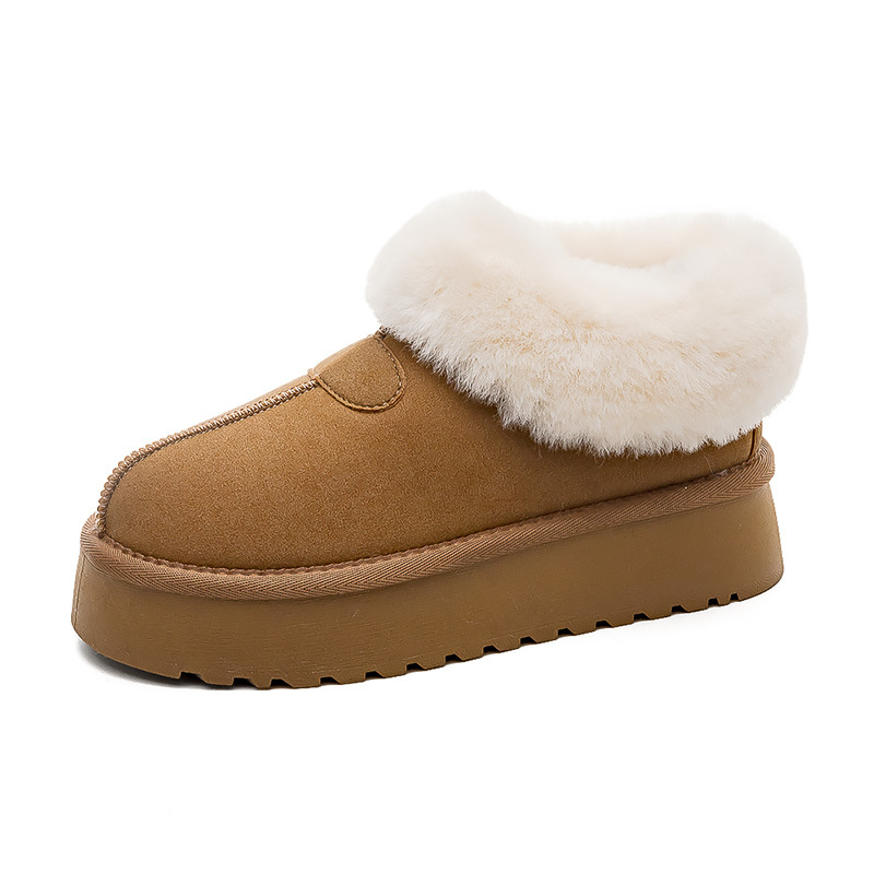 Free Shipping 2025 Designer Low-Top Snow Boots Women Thick-Sole Fleece-Lined Thickened Slip-On Winter Fuzzy Cotton Boots Warm Snow Shoes