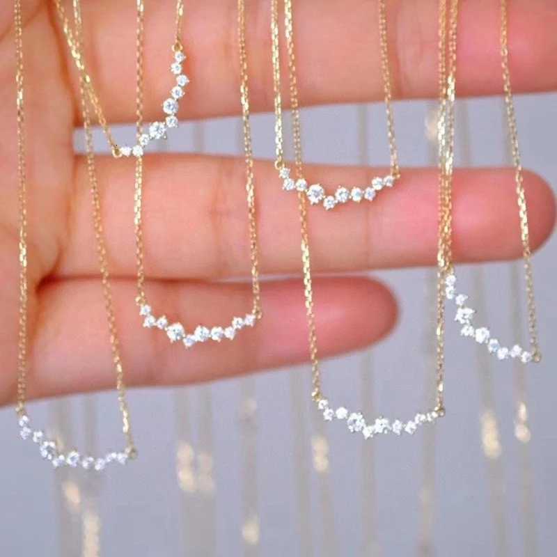 925 Sterling Silver 18k Gold Plated Necklace Moon Sparkling Zircon Clavicle Choker for Women Wedding Fine Jewelry CollaresXJ251024