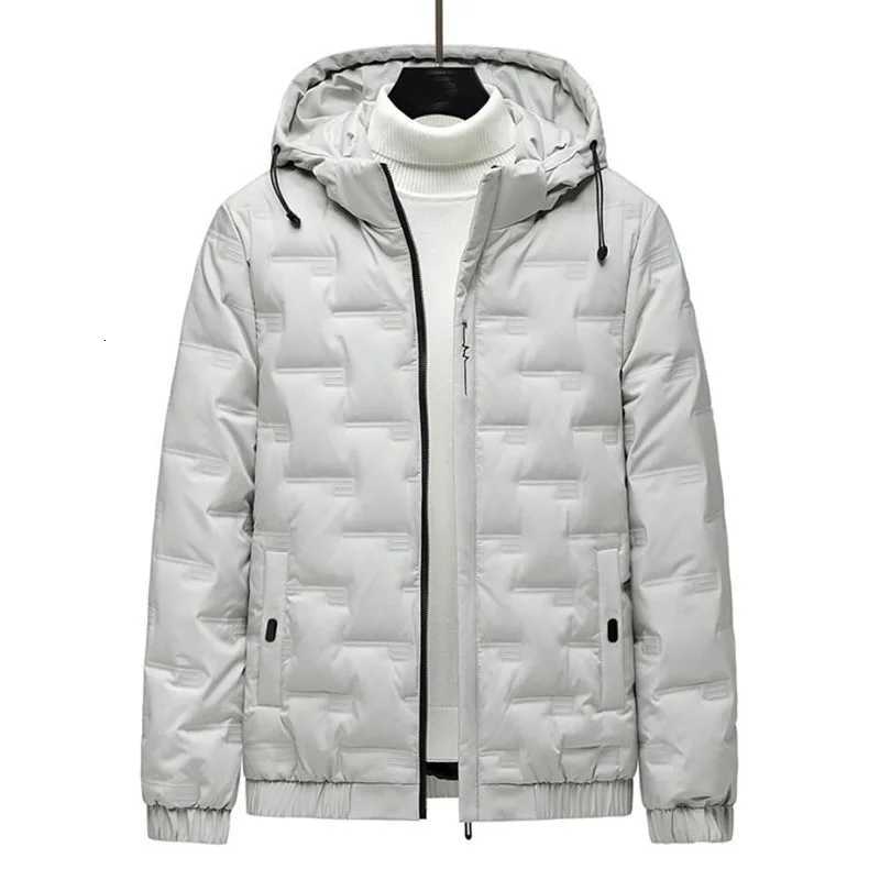 Mens jacket autumn winter new cotton coat gray duck down loose plus size tide padded jacket plus size down jacket 6XL 7XL 8XL Z251024