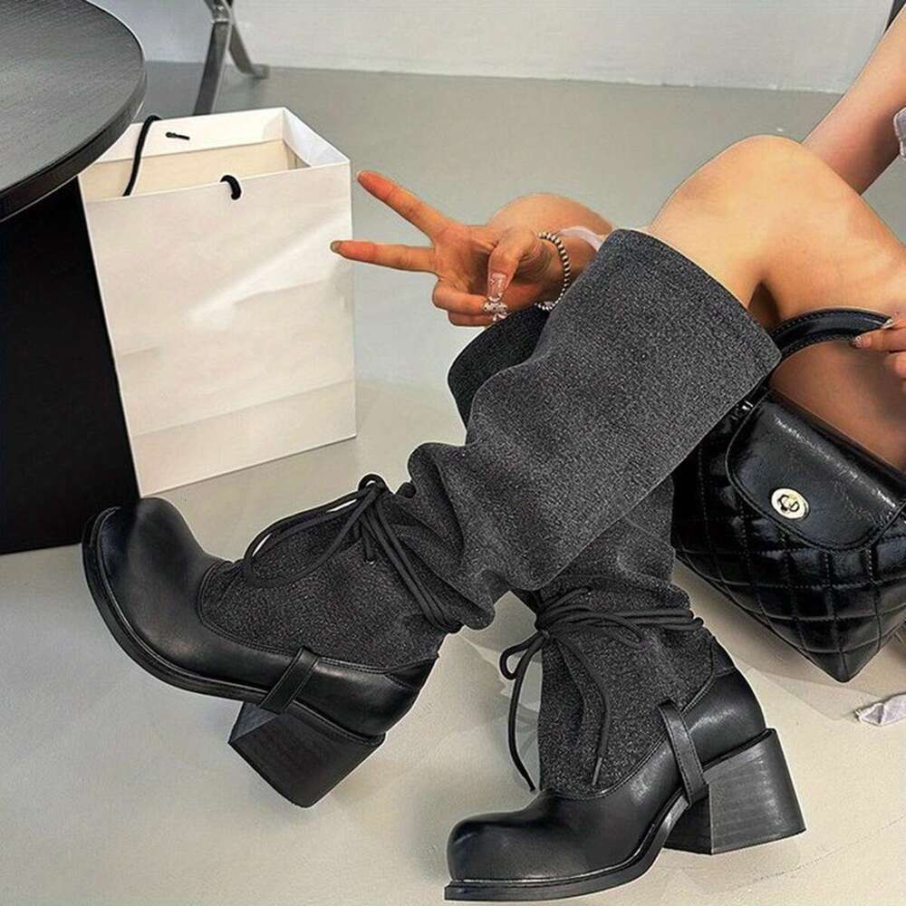 Women's Chunky High Heel Slip-On Closure, Thick Platform Heels For Height Stability, PU Synthetic Cover-Like Appearance Formal & Everyday Outfits