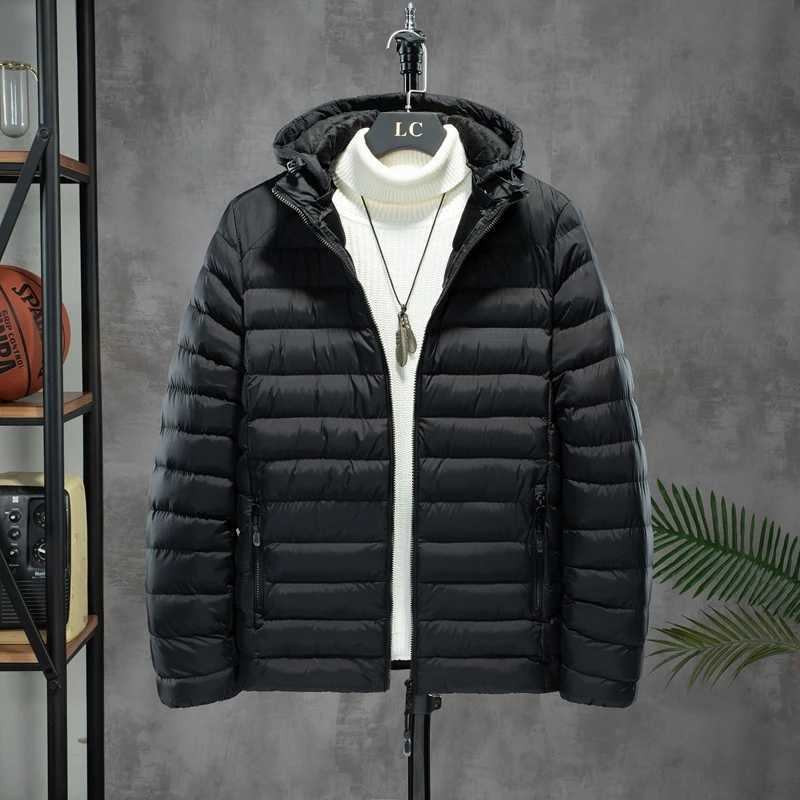 Men Down Padded Jacket Lightweight Autumn Winter Windproof Puffer Coat Mens White Duck Hooded Casual Outwear Detachable Hat Z251024