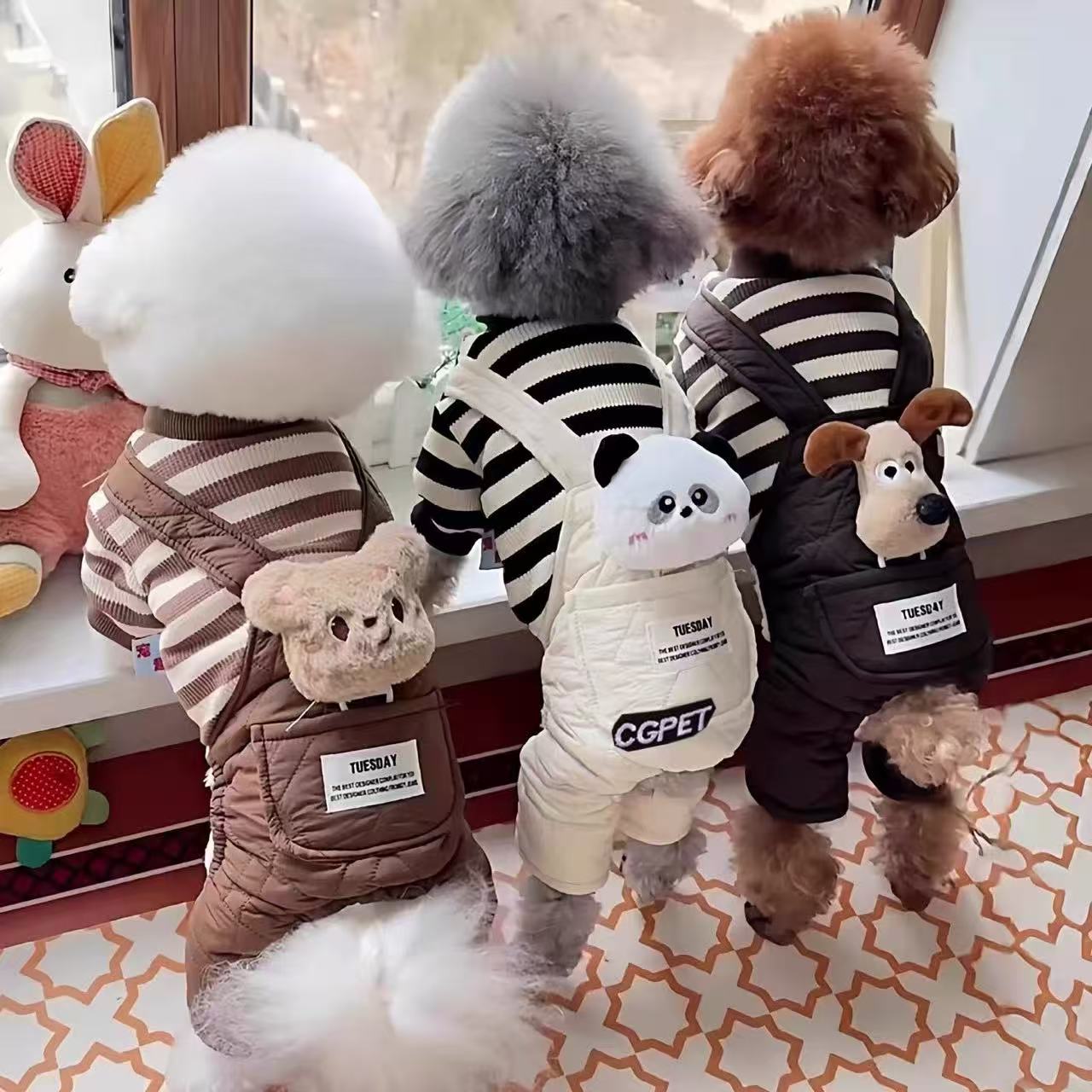 T1813 dog clothes autumn and winter cute four-legged clothes plus velvet warm can pull small and medium-sized dogs Pomeranian Teddy Bichon winter