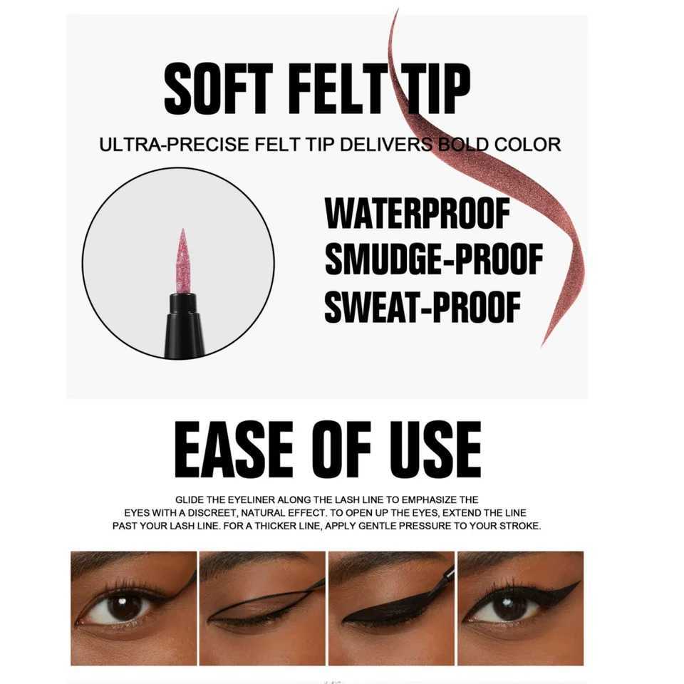 Waterproof Glitter Luster Liquid Eyeliner Pencil Long Lasting Purple Pink Blue Metallic Eye Liner Pen Cosmetic Makeup for EyesL251024
